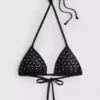 Top de bikini triangular con pedrería