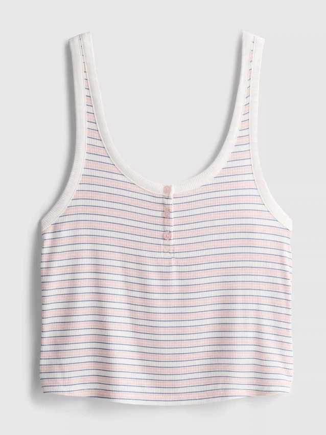 Top de pijama a rayas con canalé