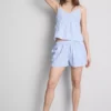 Top de pijama tipo camisola a rayas de algodón