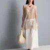 Top largo de encaje transparente tipo camisola