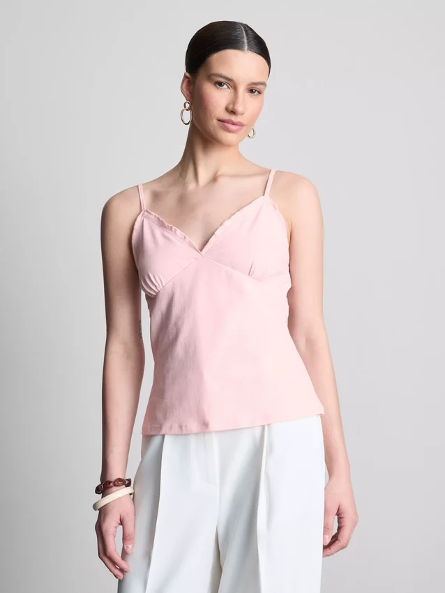 Top tipo babydoll con cuello en V
