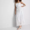 Top tipo camisola de algodón con bordado y dobladillo con volantes