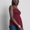 Top tipo camisola de algodón con dobladillo en forma de pañuelo