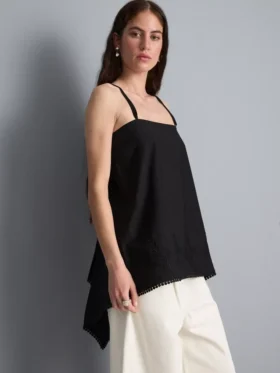 Top tipo camisola de algodón con dobladillo en forma de pañuelo