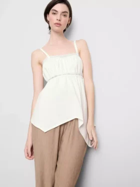 Top tipo camisola de algodón con dobladillo en forma de pañuelo