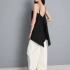 Top tipo camisola de algodón con dobladillo en forma de pañuelo