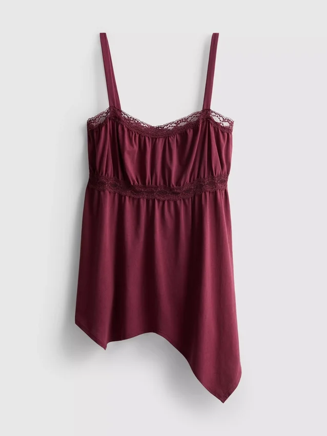 Top tipo camisola de algodón con dobladillo en forma de pañuelo
