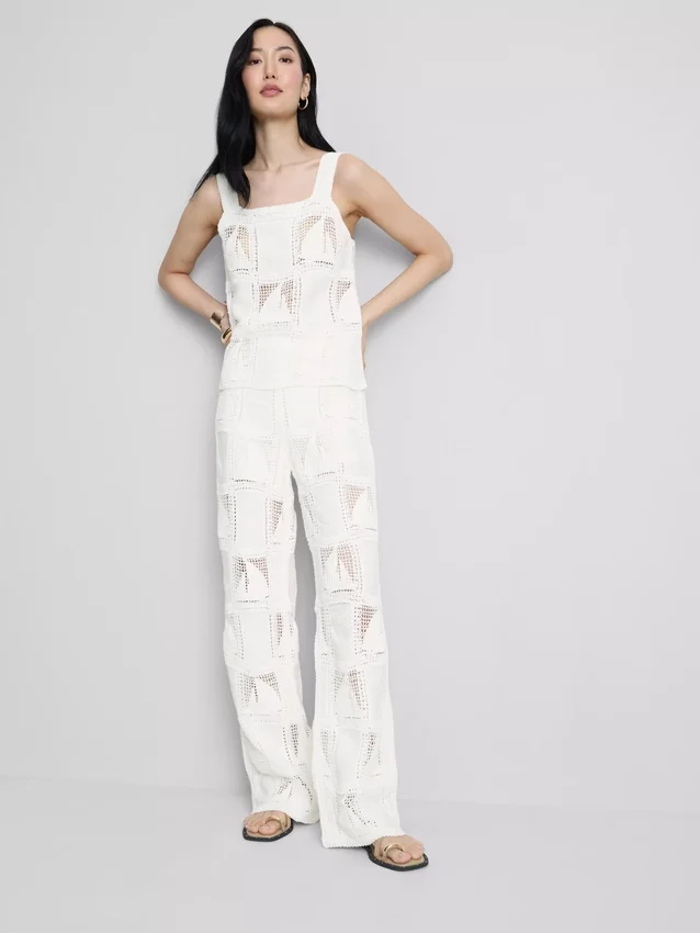 Top tipo camisola de croché con alto contenido de algodón