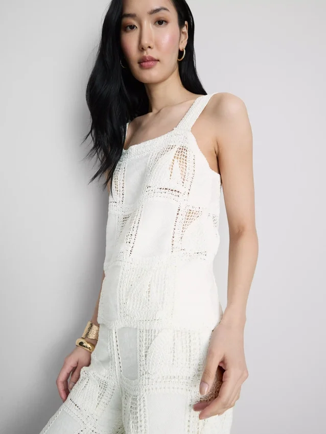 Top tipo camisola de croché con alto contenido de algodón