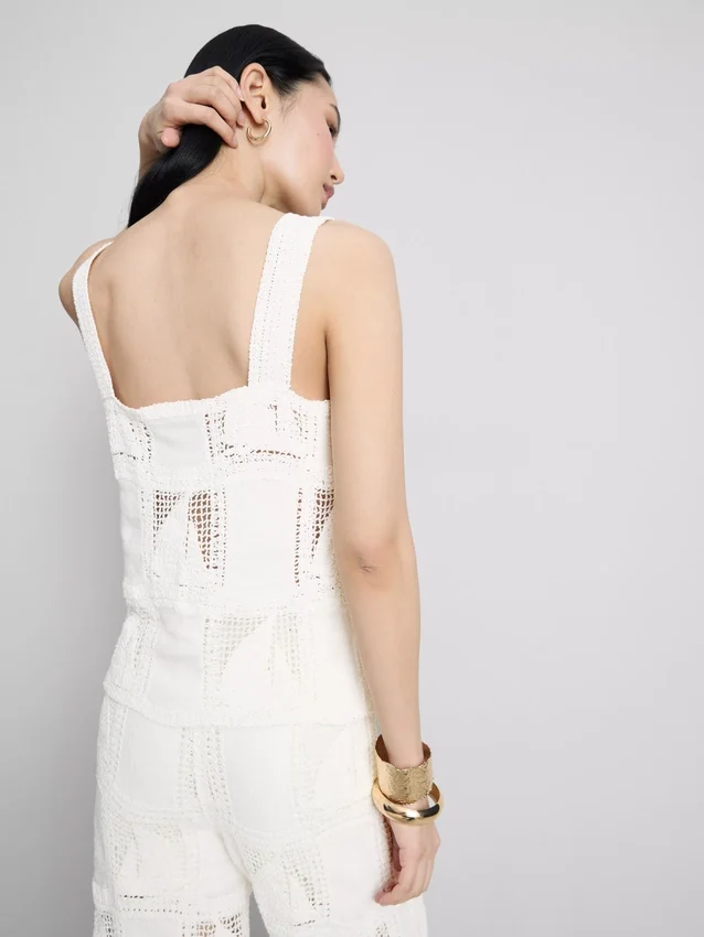 Top tipo camisola de croché con alto contenido de algodón