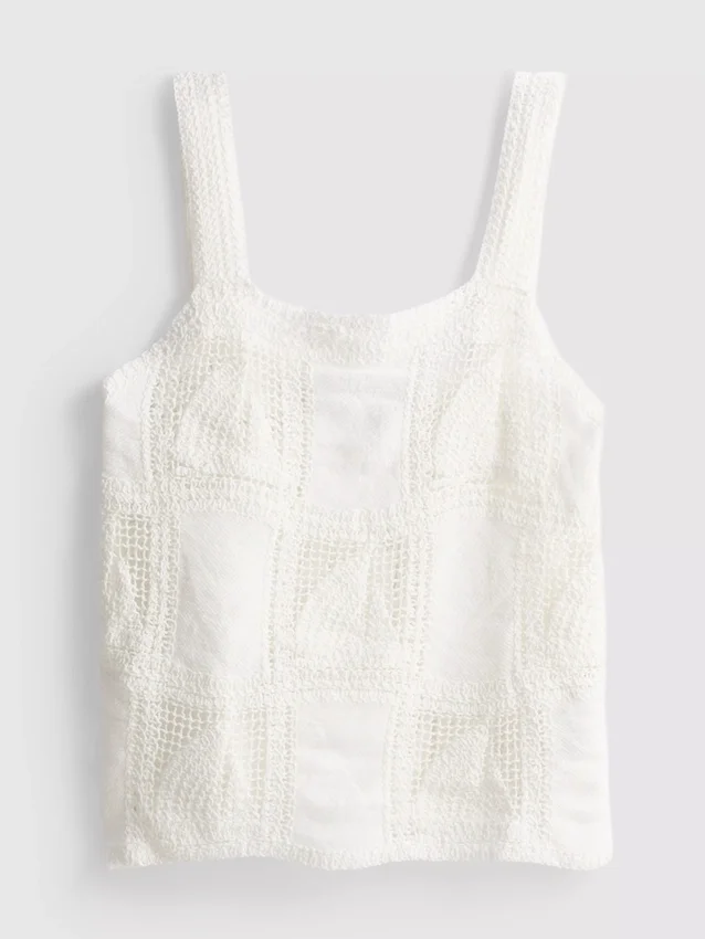 Top tipo camisola de croché con alto contenido de algodón