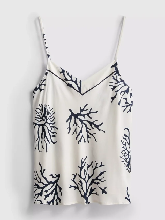 Top tipo camisola de pijama con estampado de coral