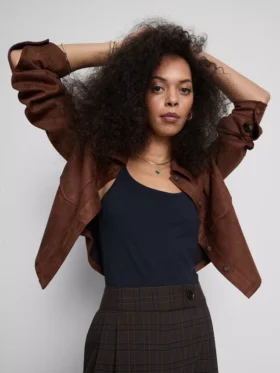 Top tipo camisola elástico con alto contenido de algodón