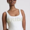 Traje de baño de novia con perlas