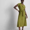 Vestido camisero midi de manga corta