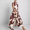 Vestido camisero midi de manga corta