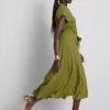 Vestido camisero midi de manga corta