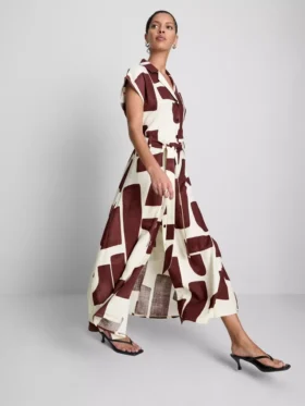 Vestido camisero midi de manga corta