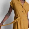 Vestido camisero midi de manga corta