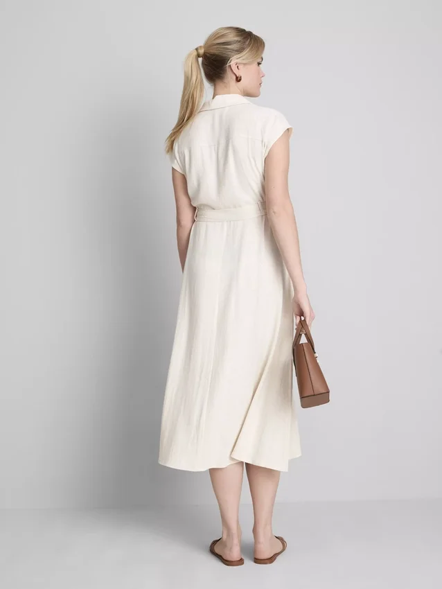 Vestido camisero midi de manga corta