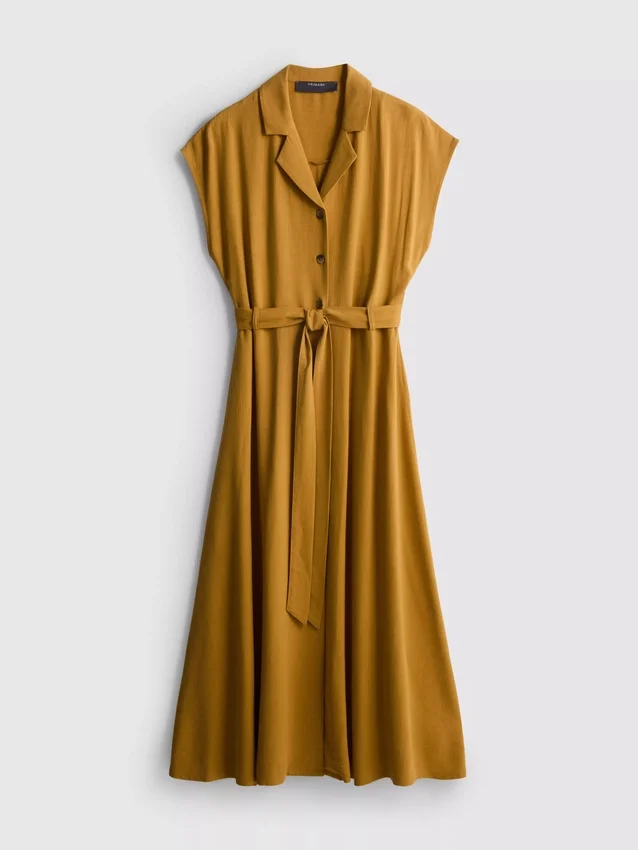 Vestido camisero midi de manga corta