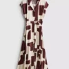 Vestido camisero midi de manga corta