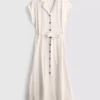Vestido camisero midi de manga corta