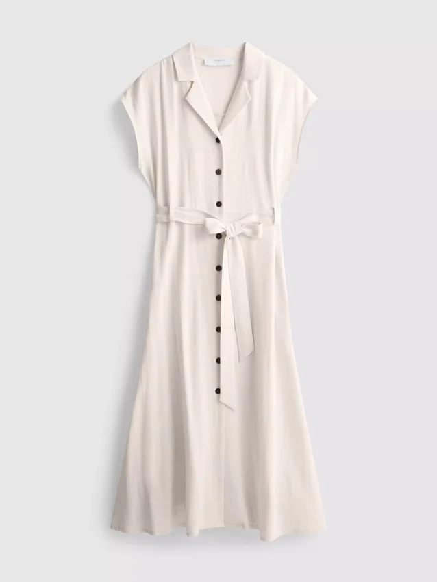 Vestido camisero midi de manga corta
