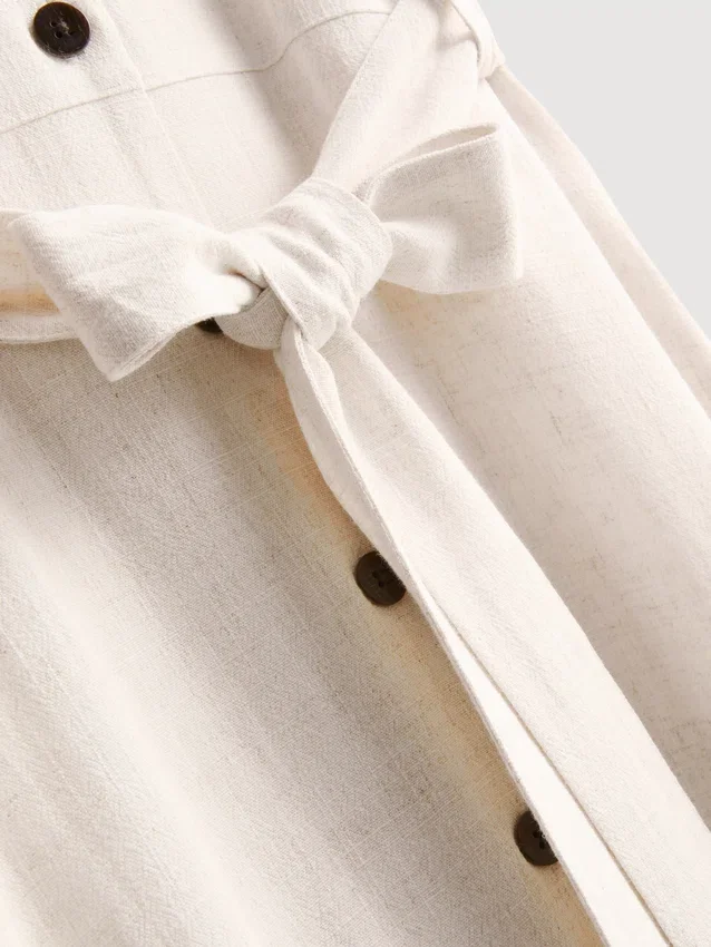 Vestido camisero midi de manga corta