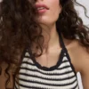Vestido halter de punto a rayas