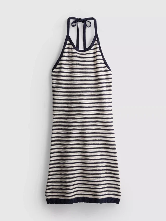 Vestido halter de punto a rayas