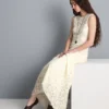 Vestido largo de encaje elástico