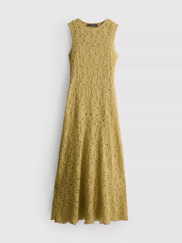 Vestido largo de encaje elástico