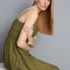 Vestido largo tipo smock con volantes