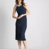 Vestido midi con sujetador incorporado de punto acanalado