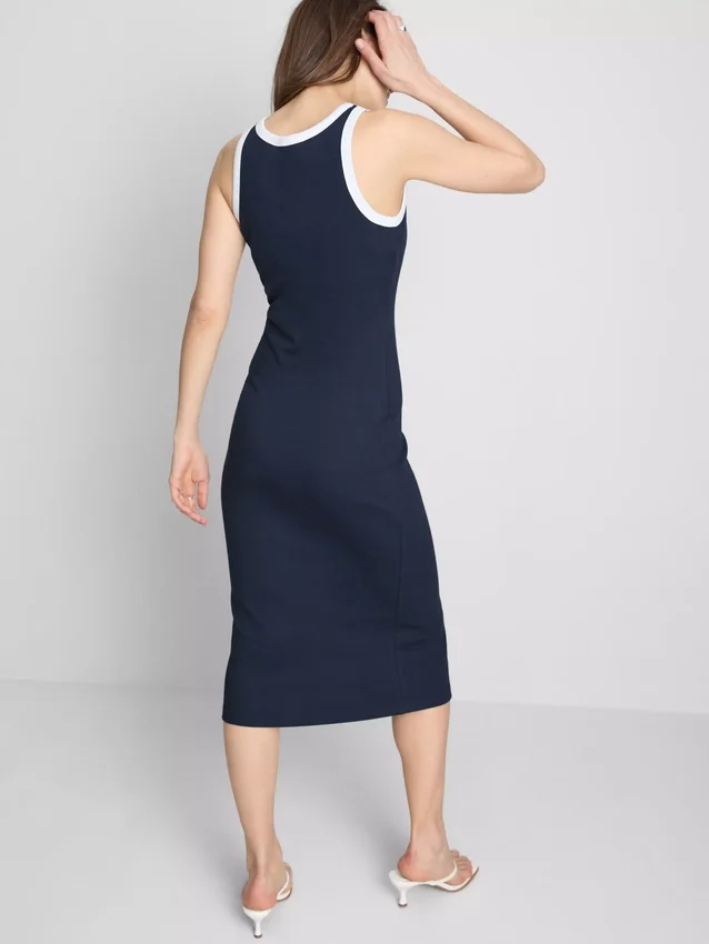Vestido midi con sujetador incorporado de punto acanalado