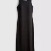 Vestido midi con sujetador incorporado de punto acanalado