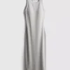 Vestido midi con sujetador incorporado de punto acanalado