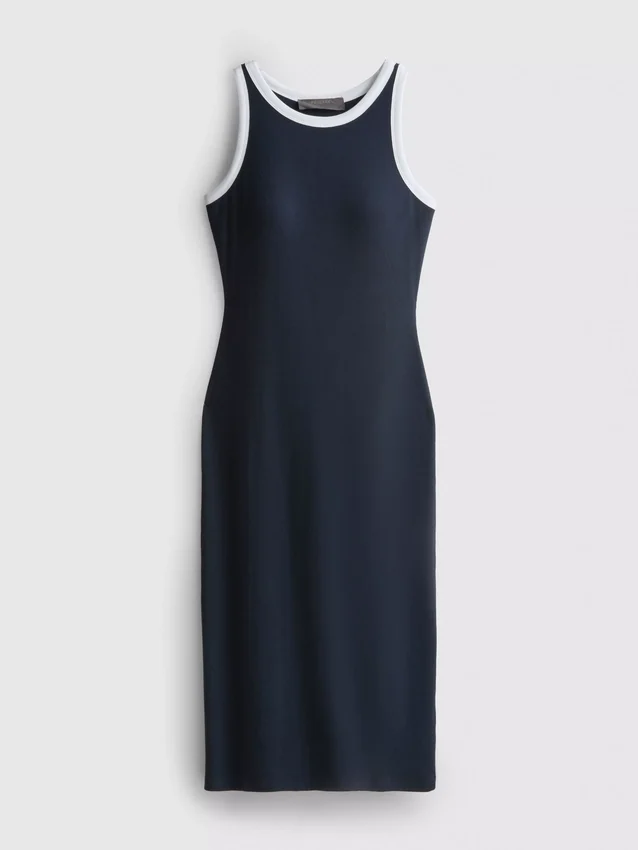 Vestido midi con sujetador incorporado de punto acanalado