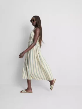 Vestido midi de algodón con botones
