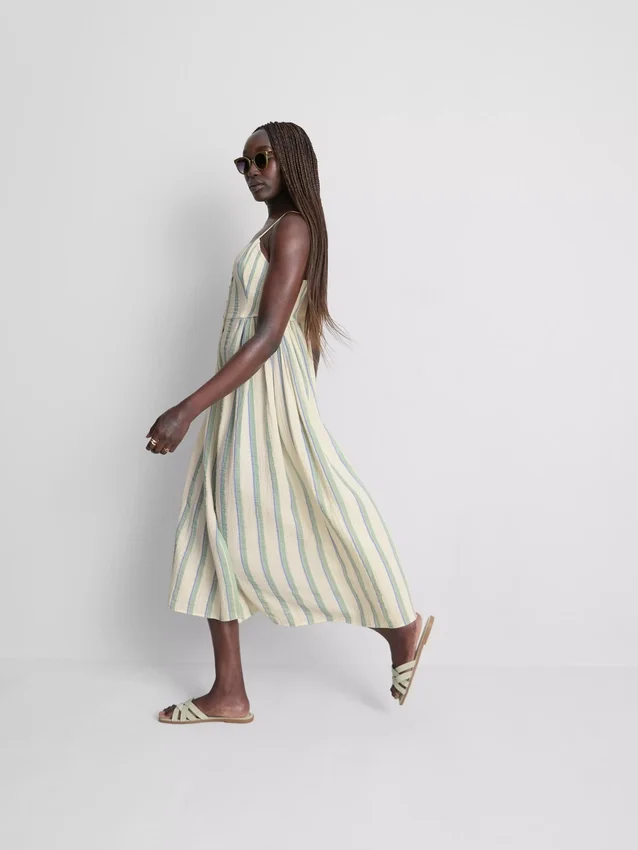 Vestido midi de algodón con botones