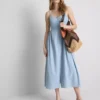 Vestido midi de algodón con botones