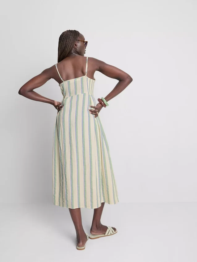 Vestido midi de algodón con botones