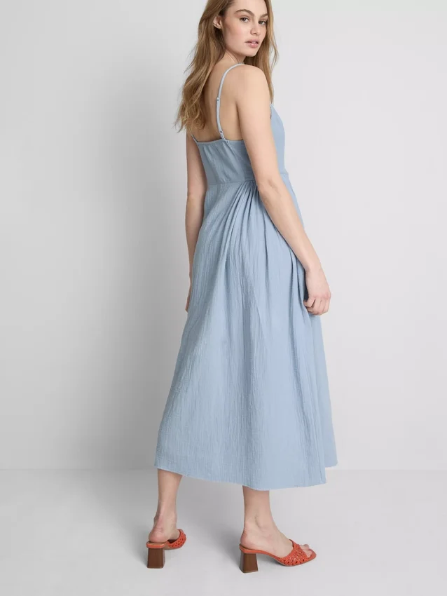 Vestido midi de algodón con botones