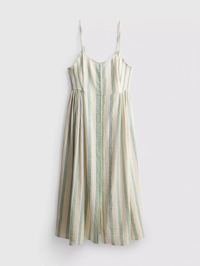 Vestido midi de algodón con botones
