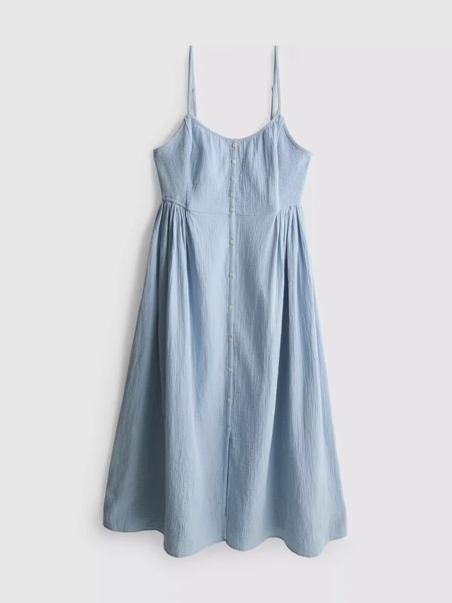 Vestido midi de algodón con botones