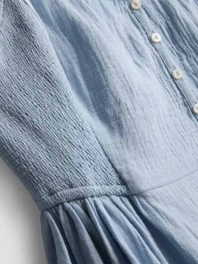 Vestido midi de algodón con botones