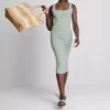 Vestido midi de cuello cuadrado «Second Skin»