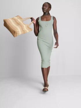 Vestido midi de cuello cuadrado «Second Skin»