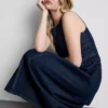 Vestido midi de mezclilla de algodón con cintura baja